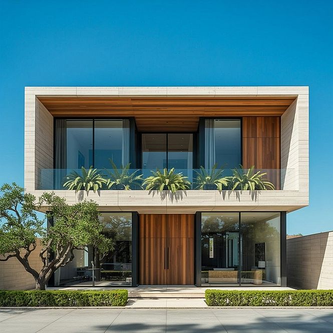 2 Storey House Designs: Modern Elevation with Expansive Windows