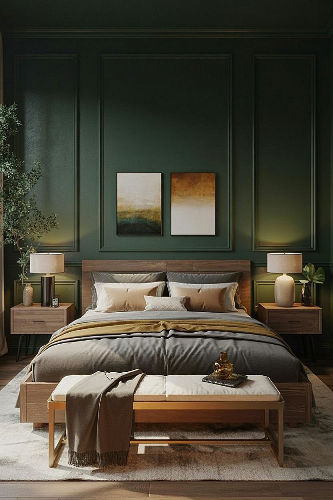 Master Bedroom Decor Trends 2026: Moody Green Transitional Suite