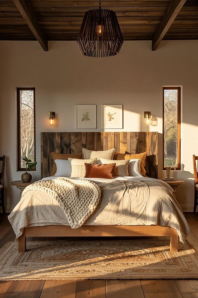Rustic Cozy Bedroom Wood Sanctuary: Master Bedrooms Decor Boho Charm