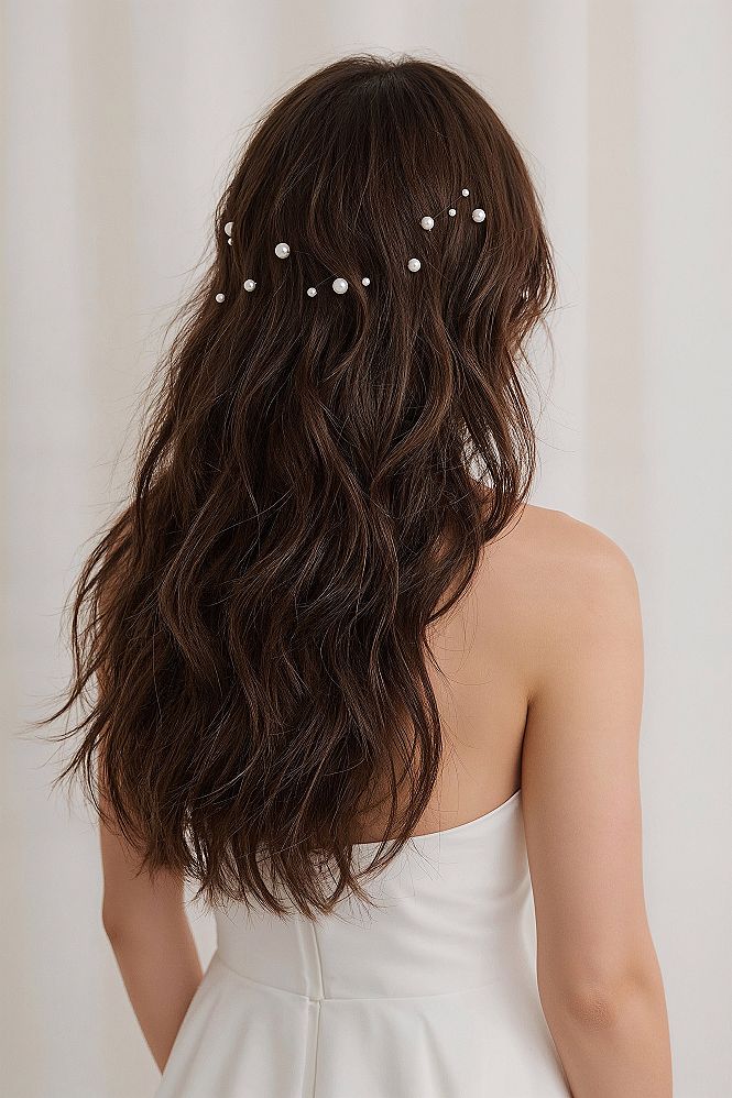 Flowing Pearls: The Ultimate Bridal Hair Down Wedding Style