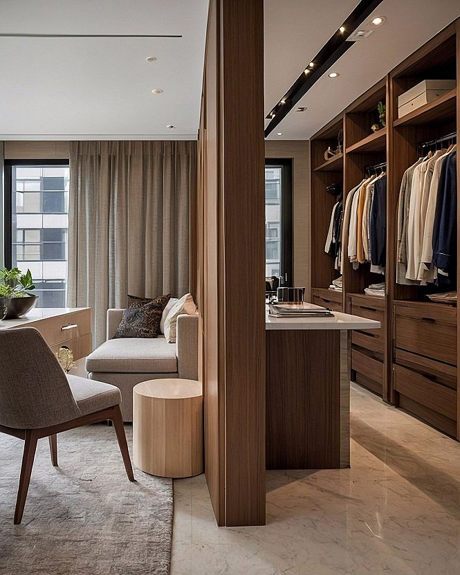 Organizing an Open Walk-In Closet and Adjacent Living Space
