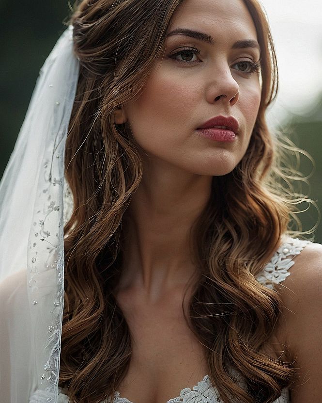 Securing Veils with Half Up Half Down Wedding Hairstyles