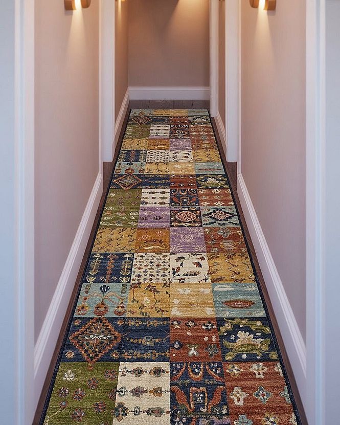 Narrow Hallway Makeover: Vibrant Rugs & Light Maximalist Decor