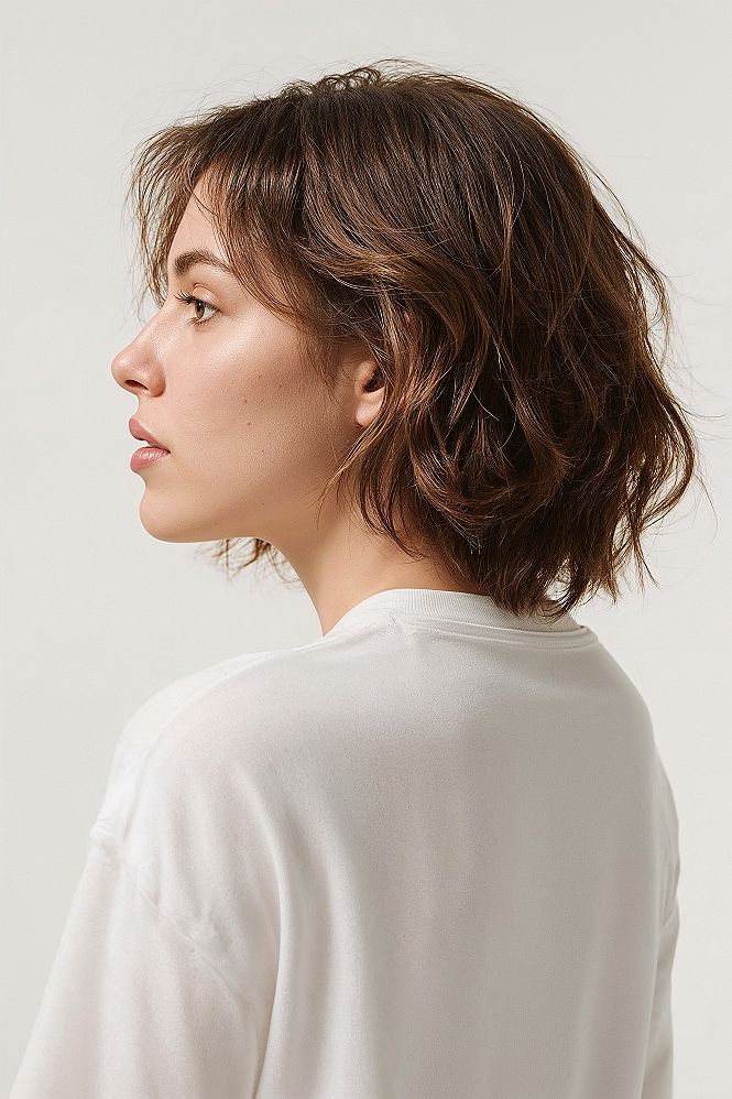 Layered Bob Perfection: Short Brown Hair with Effortless Waves