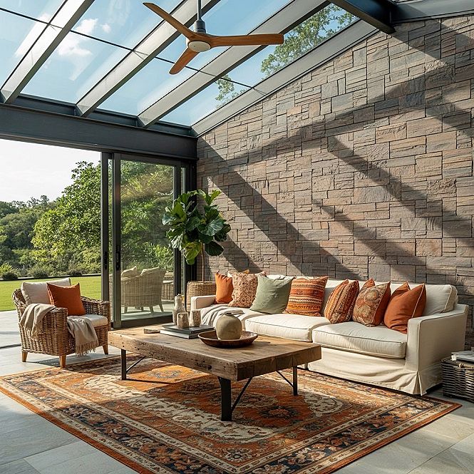 Full Glass Sunroom Oasis: Modern Farmhouse Garden Views