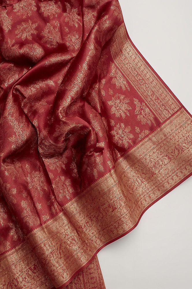 Maroon Banarasi Silk Saree: Timeless South Indian Wedding Design