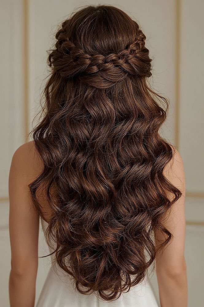 Stunning Half Up Half Down Bridal Hairstyle with Braids & Curls