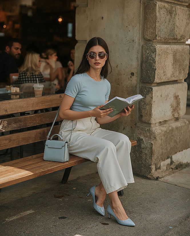 French Chic Fashion: Effortless Blue Shoes Outfit Ideas