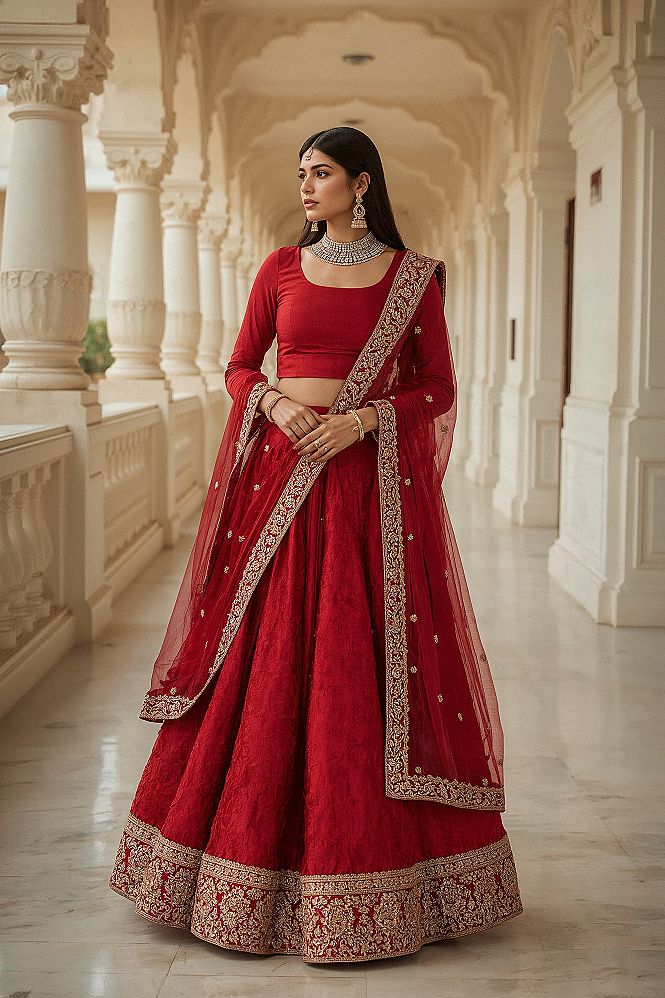 Simple Red Wedding Lehenga: Timeless Elegance for Bridal Bliss