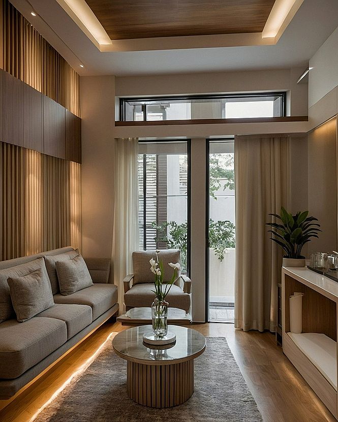 Adding Warm Wood Finishes and Linear Slat Walls to Small Halls