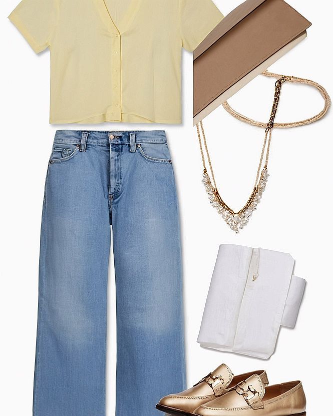 Pairing Soft Butter Yellow Polos with Wide Leg Jeans