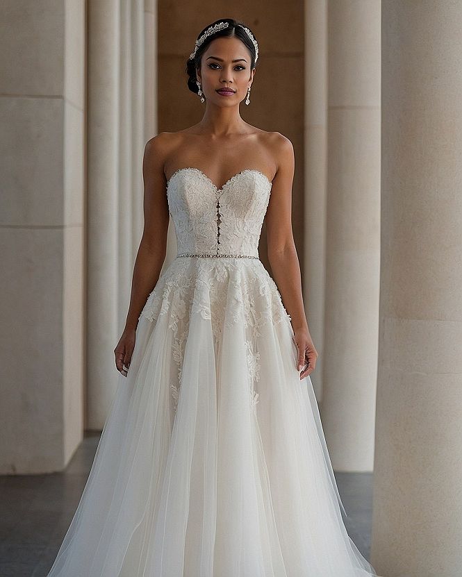 Styling an Ivory A-Line Gown with a Defined Waist