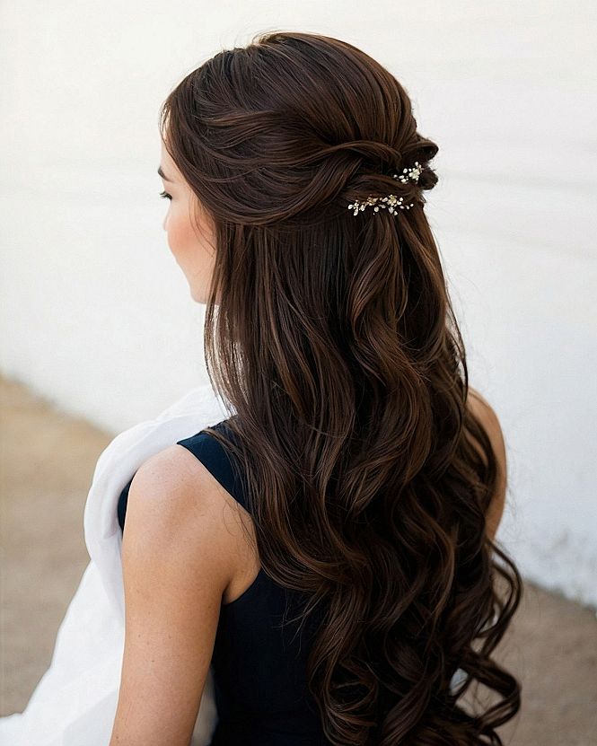 Pairing Braids with Loose Curls for Bridesmaids