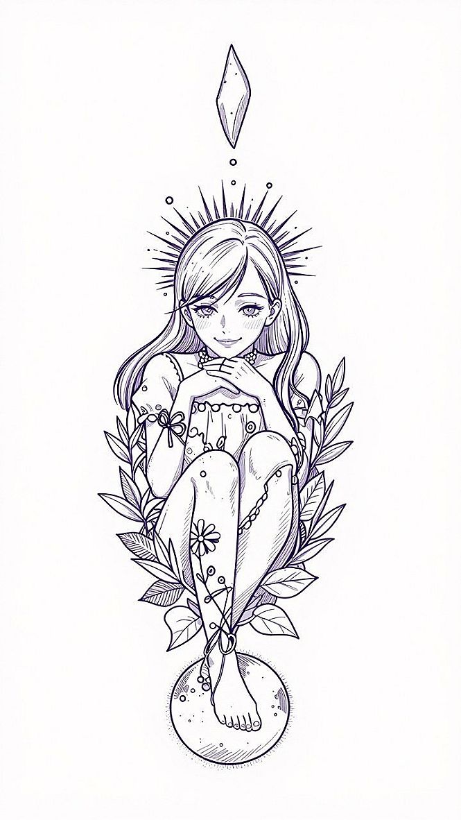 Adding Botanical Details to Virgo Maiden Artwork