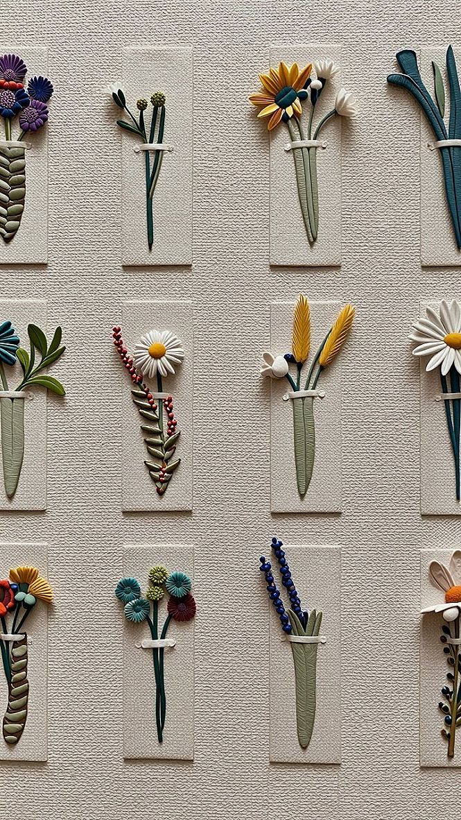 Arranging Polymer Clay Floral Vases in a Gallery Grid