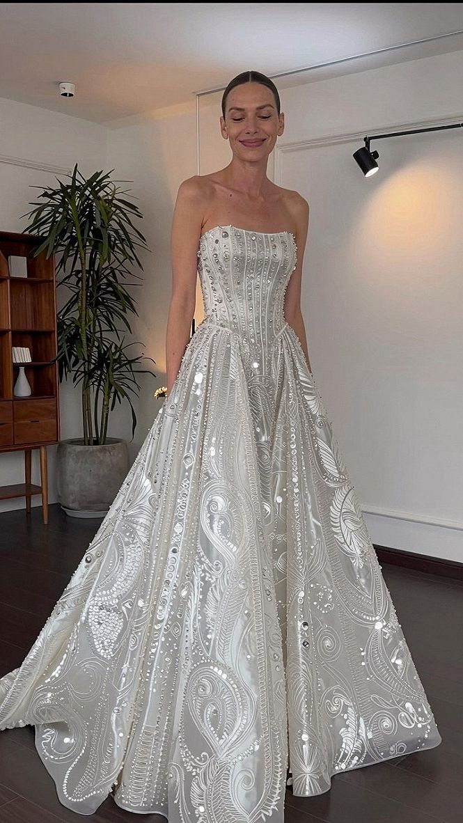 Embracing Strapless Beaded Ball Gowns for Classic Glamour