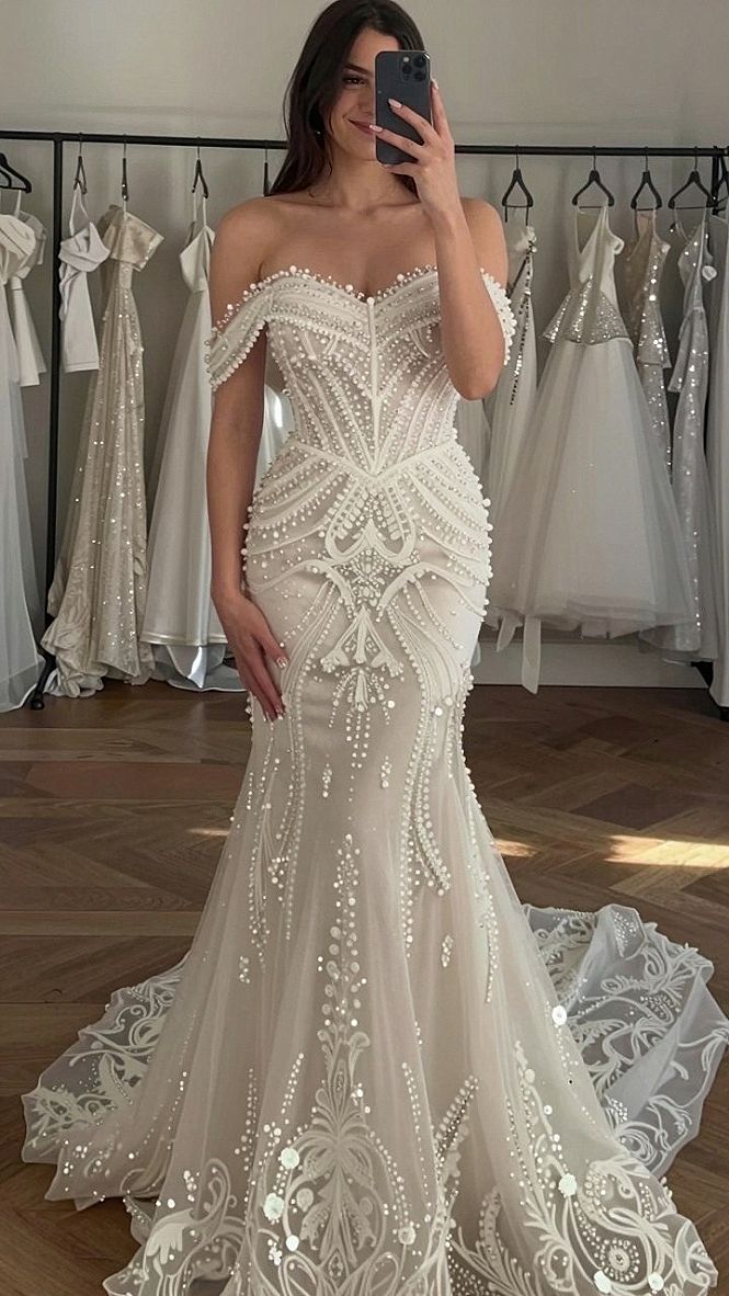Embracing Corset Bodice Beaded Wedding Gowns