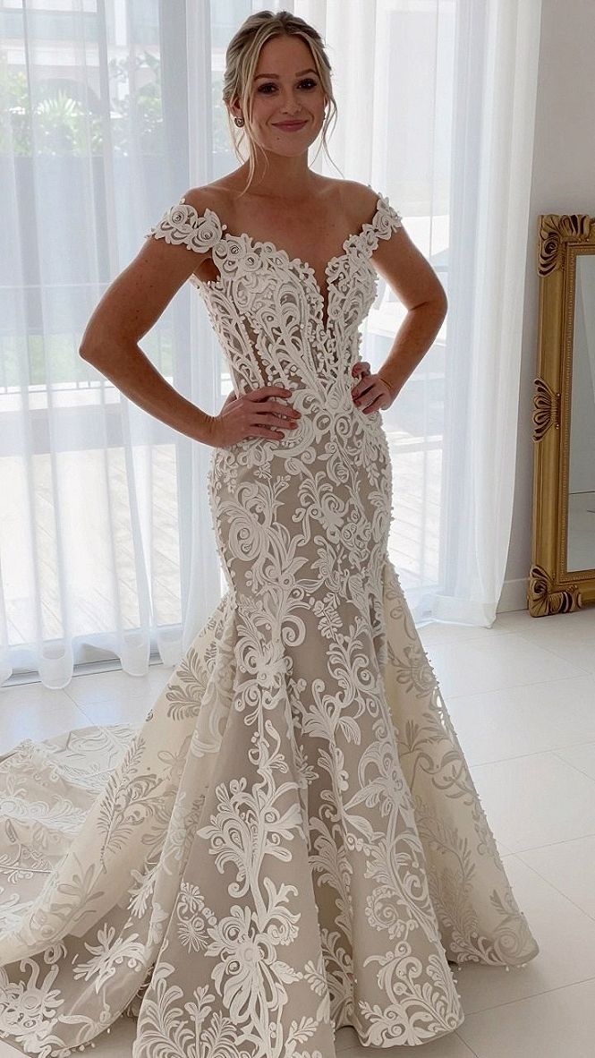 Styling an Illusion V-Neck Royal Lace Gown