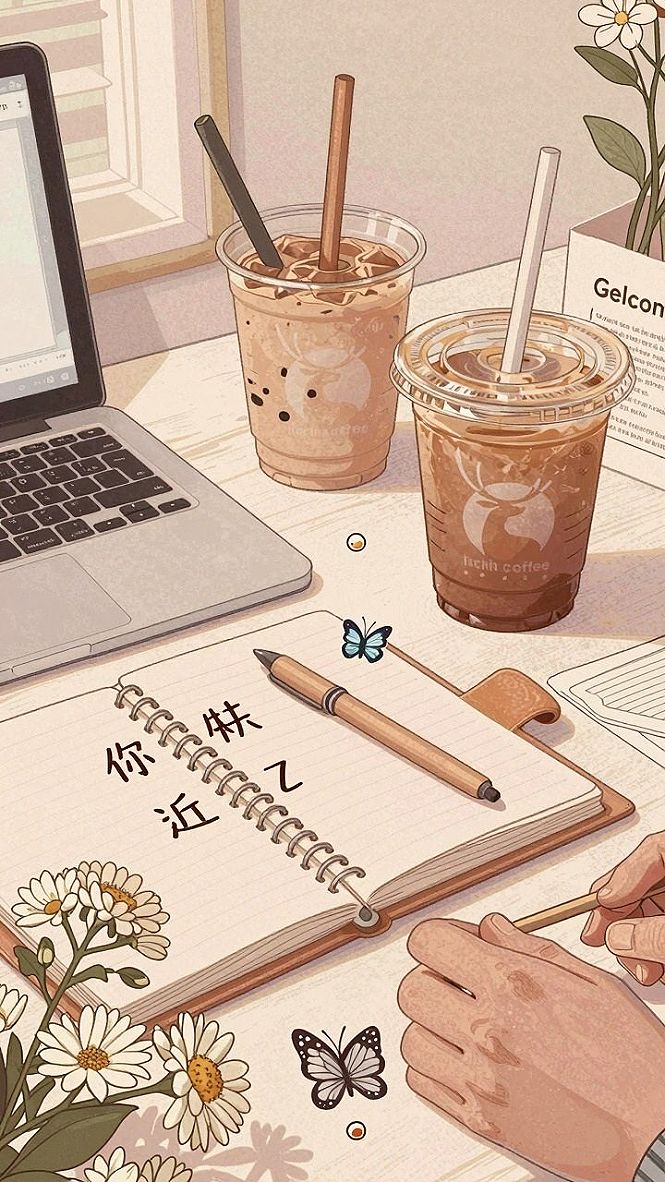 Cozy Illustrated Drink Pink Wallpaper Backgrounds