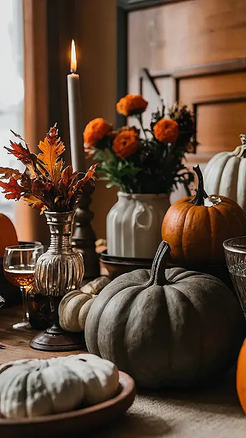Pumpkin, Leaf & Candle: Cozy Fall Decor