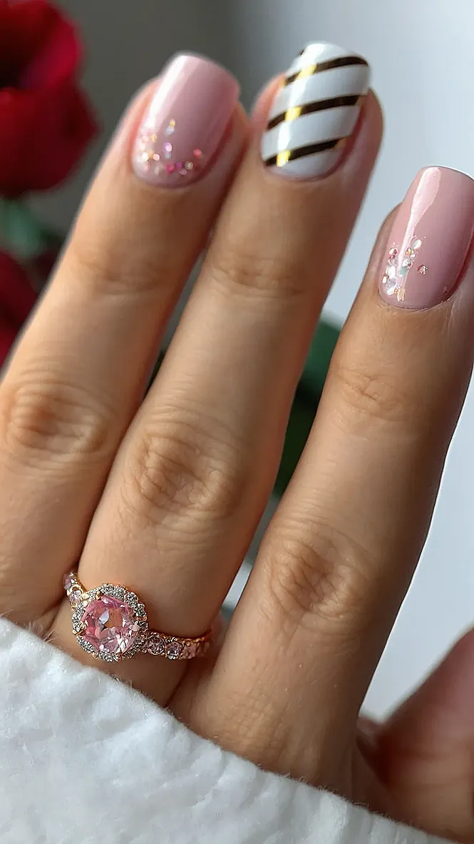 Fall Pink Nails: Sparkly and Chic