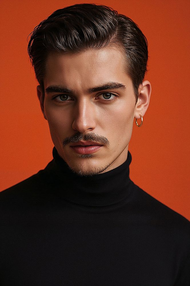Rebel Style: Pointed Mustache & Undercut for Modern Men