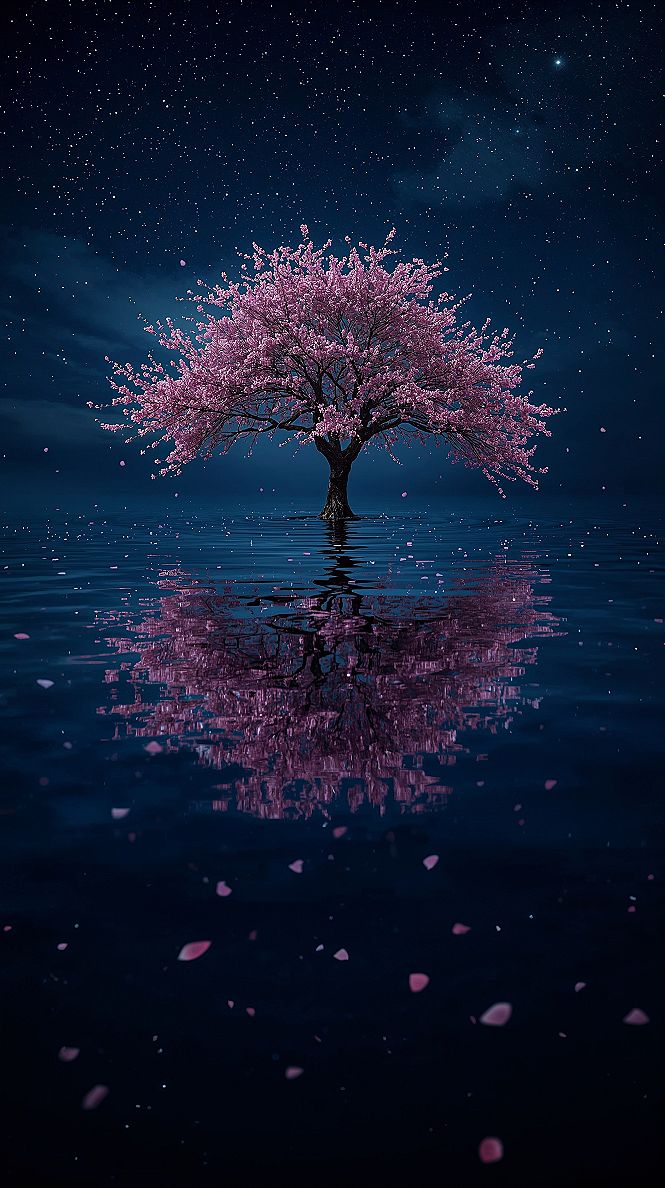 Enchanting Pink Blossom Tree: 8K Aesthetic iPhone Wallpaper