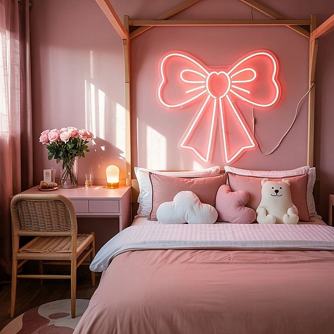 Dreamy Pink Aesthetic Bedroom: Cozy Lighting & Cute Nightstand Ideas