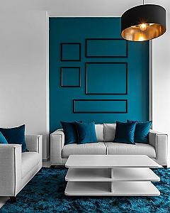 Bold Teal Living Room: Modern Decor & Chic Grey Accents