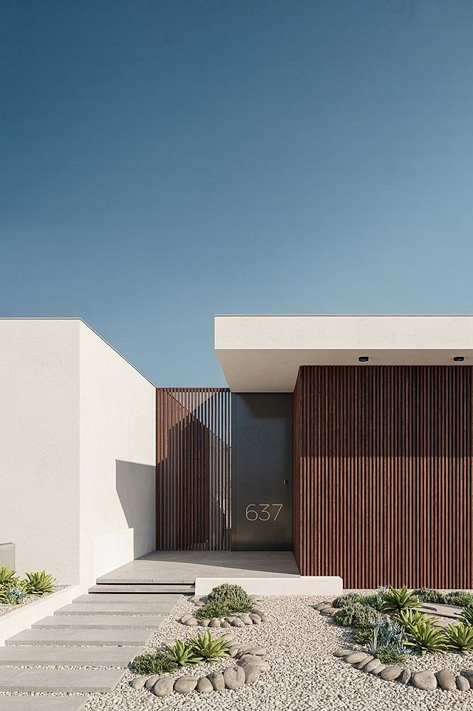 Sleek Minimalist Exterior Wall Design for Modern House Entrances