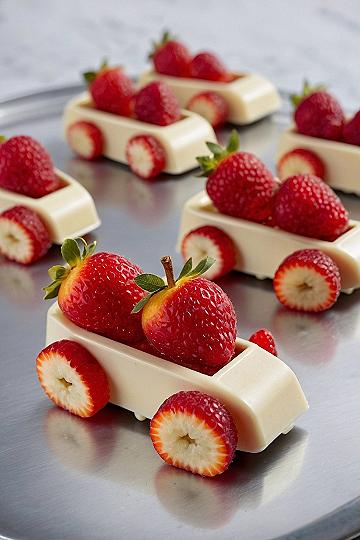 Making Sweet White Chocolate Strawberry Race Cars