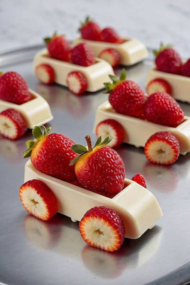 Making Sweet White Chocolate Strawberry Race Cars
