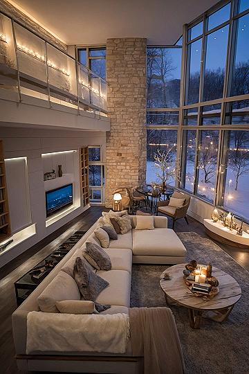 Designing a Two-Story Loft with Floor-to-Ceiling Windows