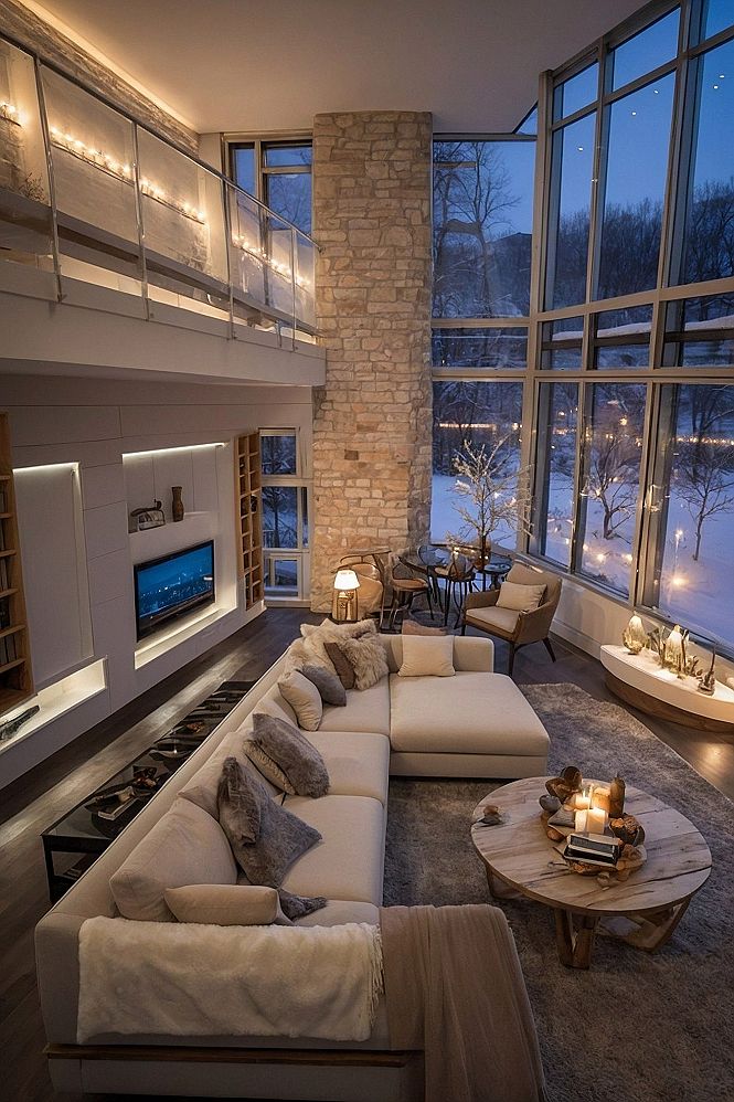 Designing a Two-Story Loft with Floor-to-Ceiling Windows
