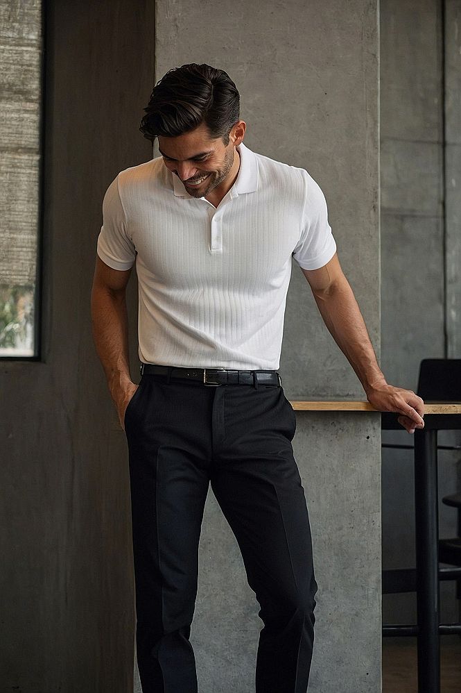Styling a Knit Polo Shirt with Tailored Trousers