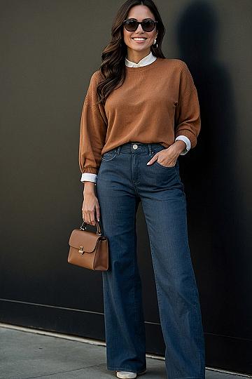Styling Wide Leg Denim With Layered Sweaters