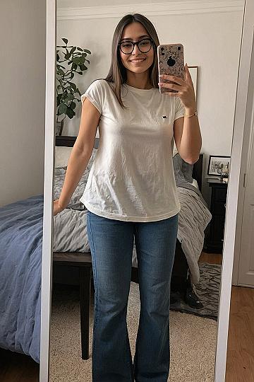 Styling Simple Tees And Flare Denim For Plus Size Y2K Outfits