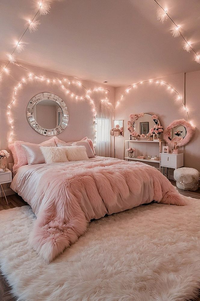Styling Your Bedroom with Fairy Lights and Soft Pink Hues
