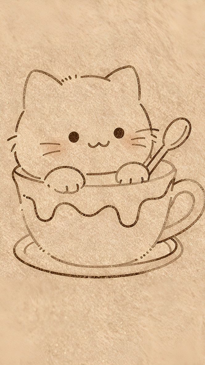 How to Draw a Cute Cat Resting Inside a Coffee Mug