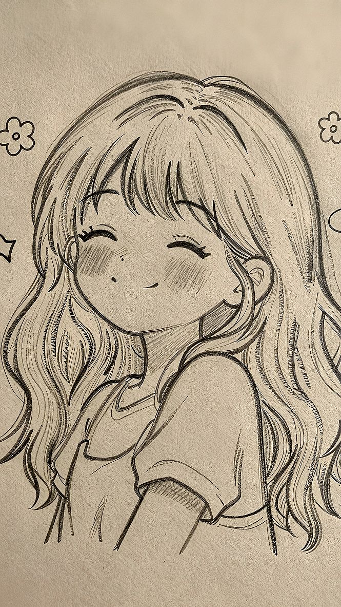 Drawing Cute Anime Girls with Simple Pencil Strokes