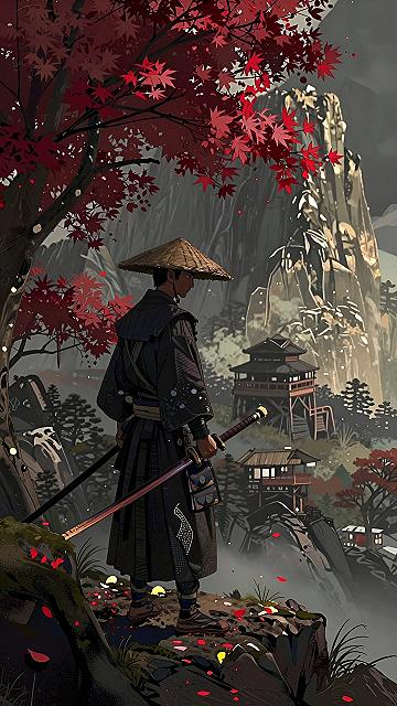 Choosing Samurai Wallpapers with Red Maple Trees