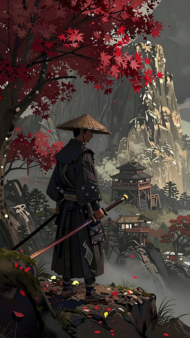 Choosing Samurai Wallpapers with Red Maple Trees