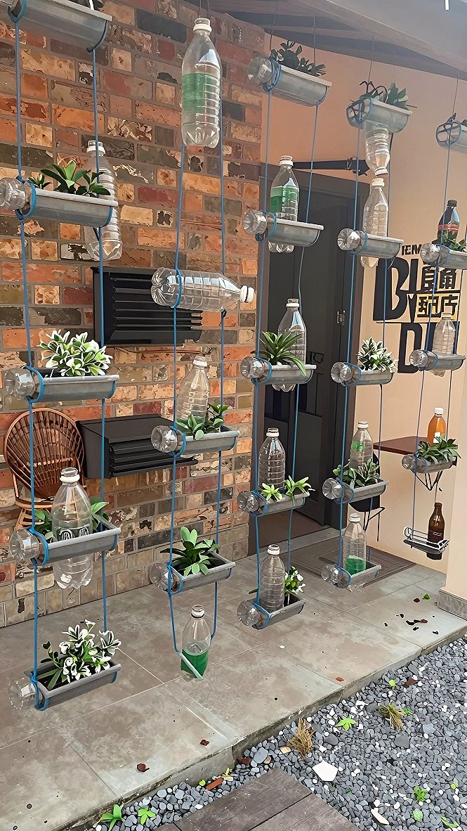 Hanging Bottle Planters for Vertical Garden Space