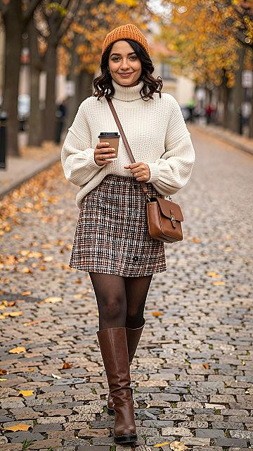 Styling Cozy Knit Sweaters with Patterned Skirts