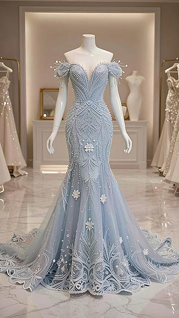 Choosing an Off-the-Shoulder Light Blue Gown