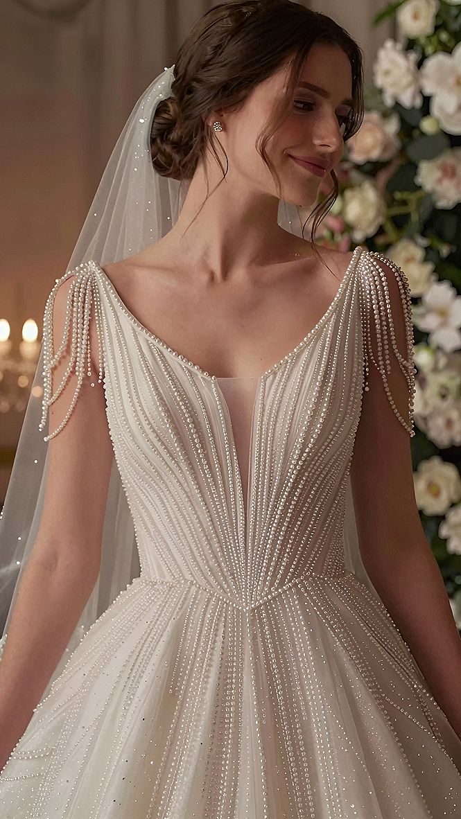 Choosing Beaded Cap Sleeves And Geometric Lines