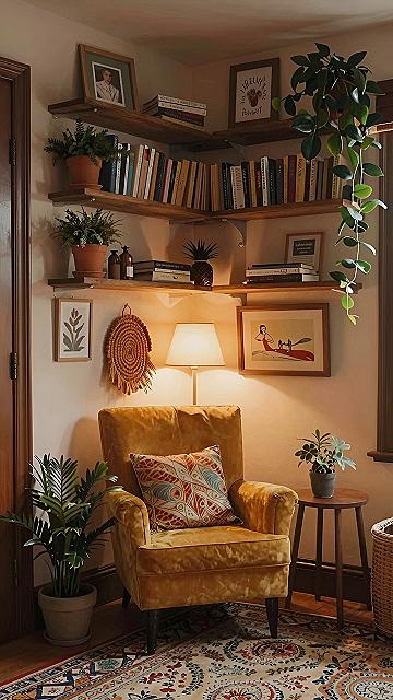 Making the Most of Empty Corners With Wooden Shelves