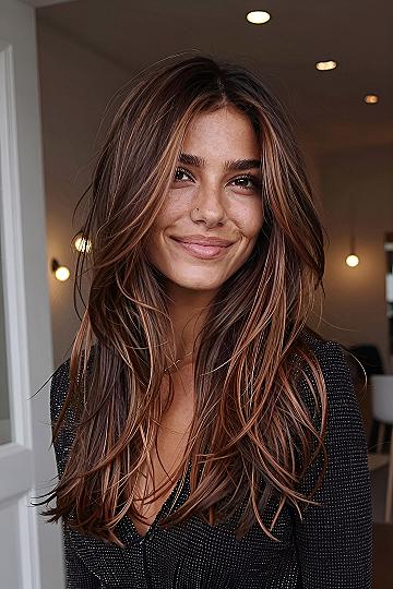 Subtle Face Framing Highlights For Brown And Auburn Hair