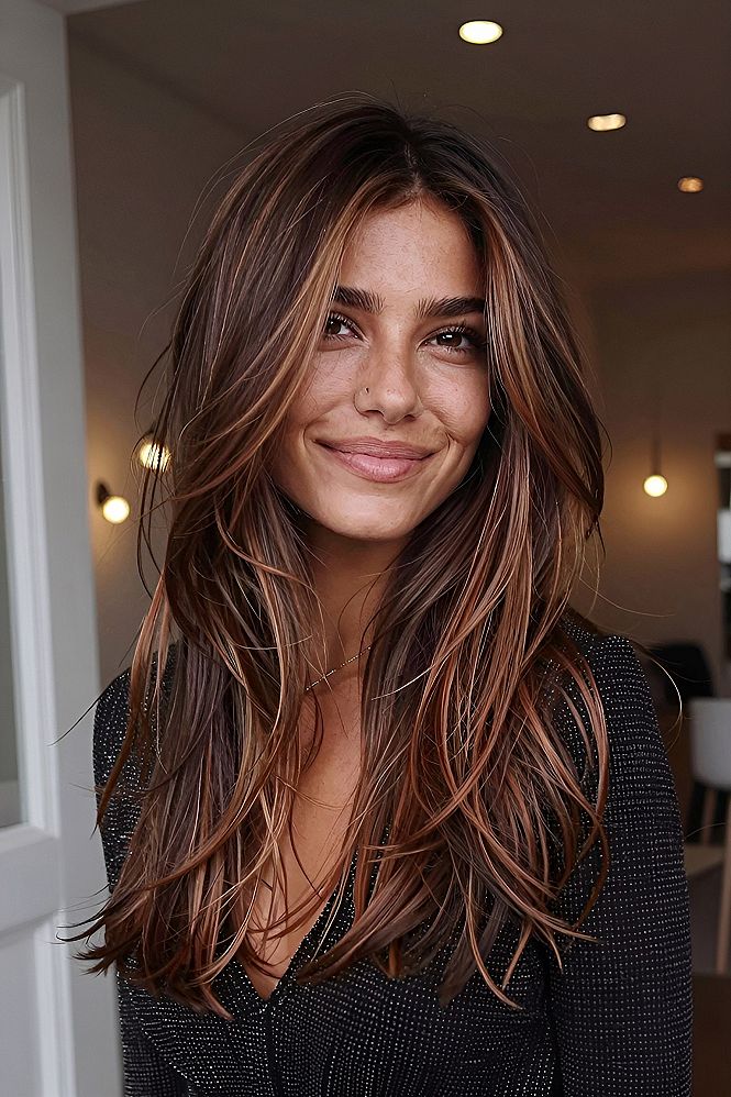 Subtle Face Framing Highlights For Brown And Auburn Hair