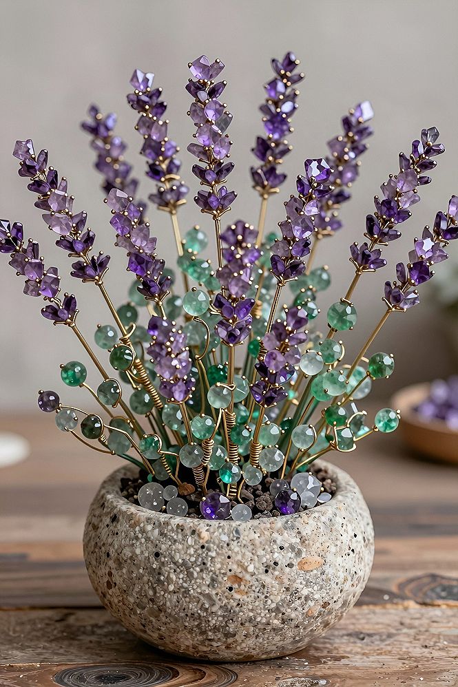 Crafting Amethyst and Gemstone Beaded Lavender Stems